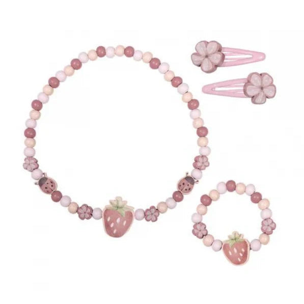 Little Dutch - Set gioielli e mollette in legno fragole