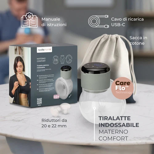 Nuvita - Tiralatte Materno Comfort elettrico indossabile singolo a 3 fasi