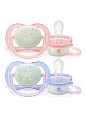 Philips Avent - 2 Succhietti ultra air night 0-6m rosa